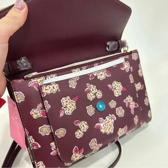 Kate Spade Tinsel Flap CrossbodyClutch Bag with Floral Print